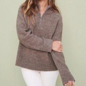 Merino Half Zip in Driftwood Size Medium